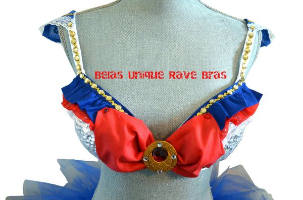 Sailor Moon Cosplay Rave Bra and TuTu Bustle Halloween Dance Costume