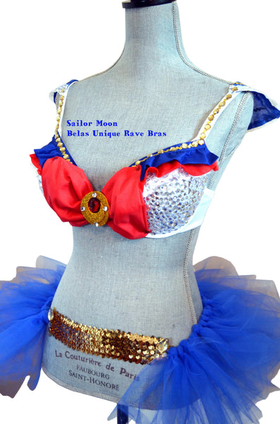 Sailor Moon Cosplay Rave Bra and TuTu Bustle Halloween Dance Costume