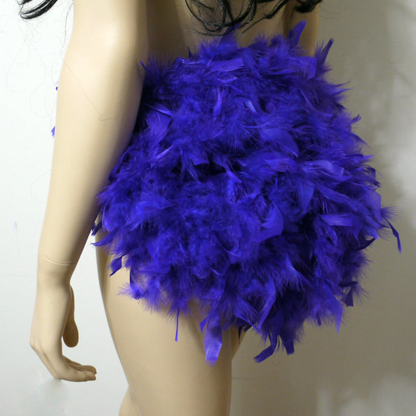 Purple and Silver Heart Breaker Samba Carnival Dance Top with Feather Skirt