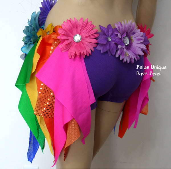 Inverted Rainbow Fairy Flower Bra and Shorts Monokini