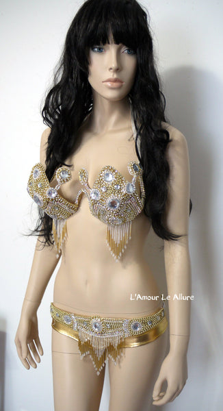 Golden Goddess Samba Carnival Dance Costume Rave Burlesque Showgirl