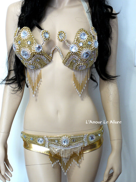 Golden Goddess Samba Carnival Dance Costume Rave Burlesque Showgirl