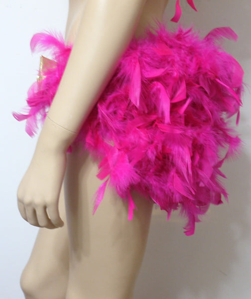 Pink and Gold Heart Samba Dance Carnival Top with Feather Bustle Skirt