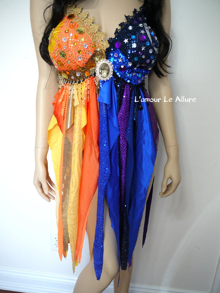 Galaxy Sun and Moon Baby Doll Rave Bra Dress