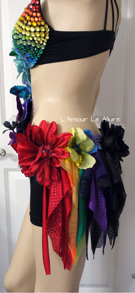 Dark Rainbow Fairy Monokini Costume Dance Rave Bra Halloween