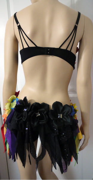 Dark Rainbow Fairy Monokini Costume Dance Rave Bra Halloween