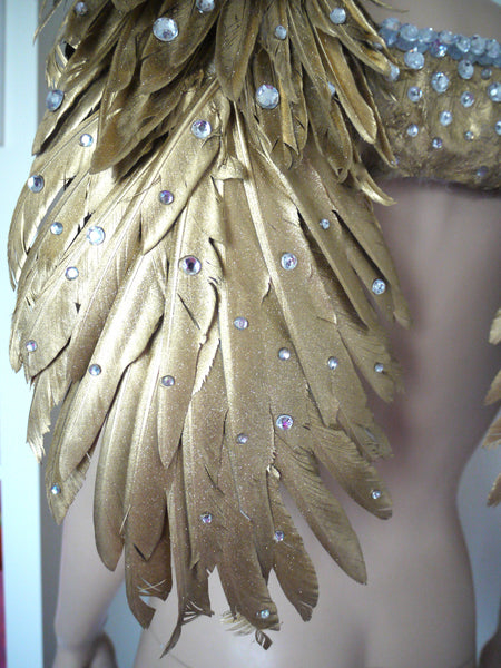 Medium Gold Silver Rhinestone Angel Wings Costume Dance Halloween