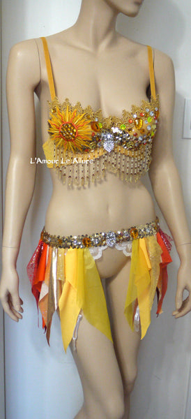 Galaxy Sun Rave Bra and Garter Belt Dance Halloween Costume