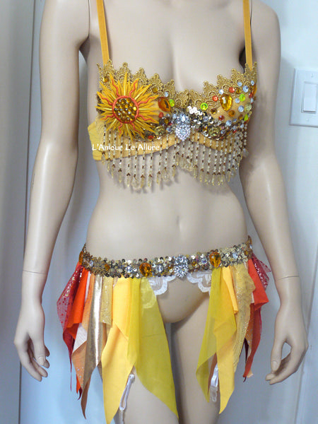 Galaxy Sun Rave Bra and Garter Belt Dance Halloween Costume