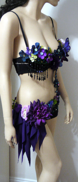 Dark Fairy 2 Costume Cosplay Dance Rave Bra Halloween