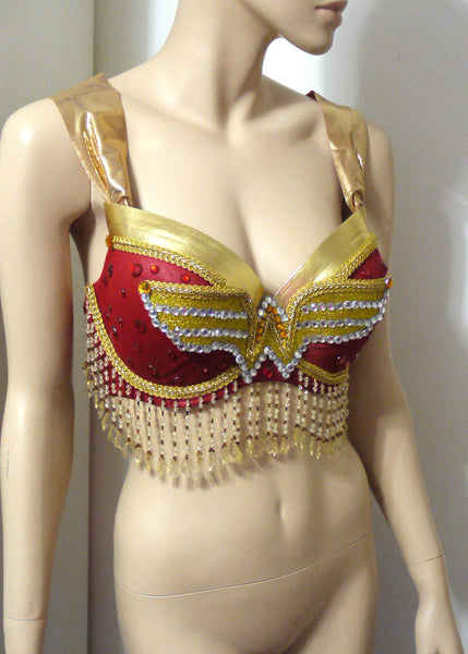 Gold Beaded Wonder Woman Bra