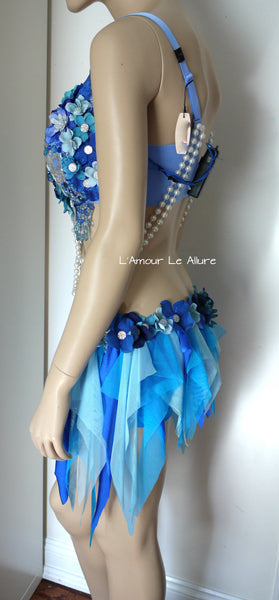 Turquoise Glitter Pearl Water Fairy Bra and Bottom Costume