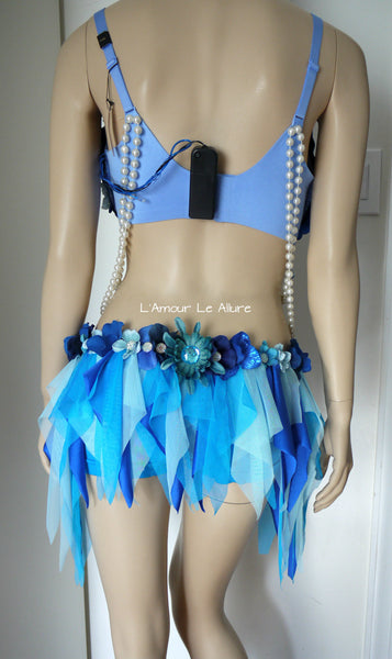 Turquoise Glitter Pearl Water Fairy Bra and Bottom Costume