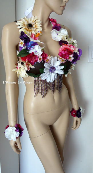 Hula Girl Coconut Flower Bra Dance Costume