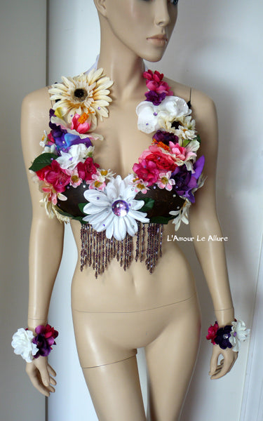 Hula Girl Coconut Flower Bra Dance Costume