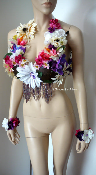 Hula Girl Coconut Flower Bra Dance Costume