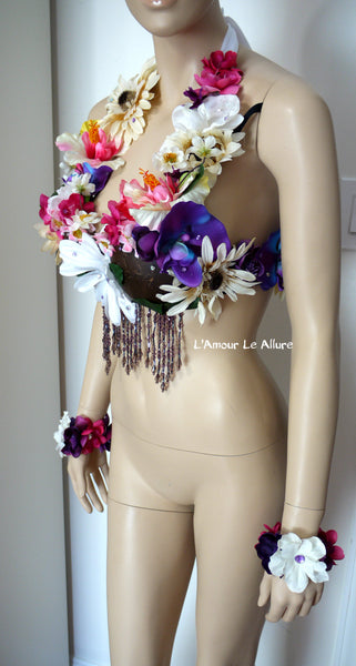 Hula Girl Coconut Flower Bra Dance Costume