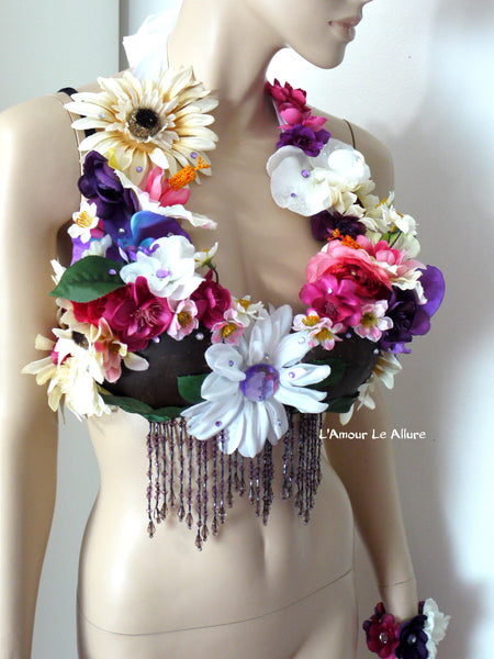 Hula Girl Coconut Flower Bra Dance Costume