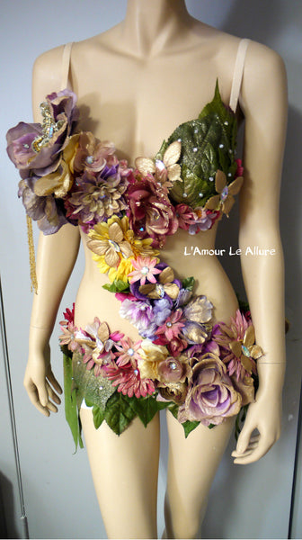 Pink Yellow Lavender and Gold Spring Fairy Monokini Costume