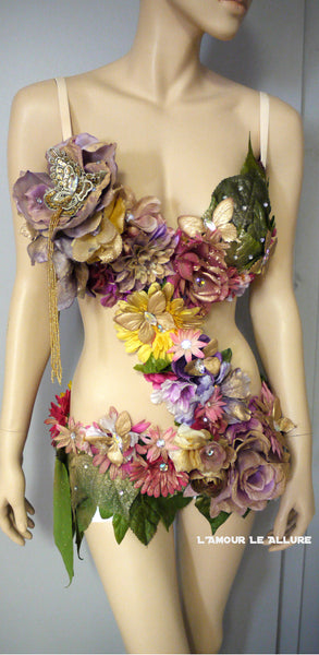 Pink Yellow Lavender and Gold Spring Fairy Monokini Costume