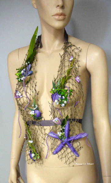 Sirens Of The Sea Purple Green Ariel Netted Siren Mermaid Halter Top