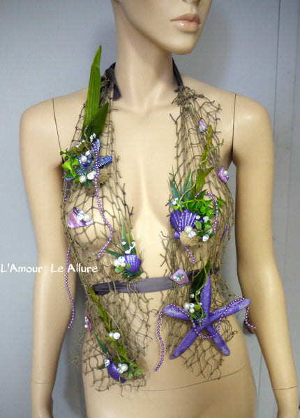 Sirens Of The Sea Purple Green Ariel Netted Siren Mermaid Halter Top