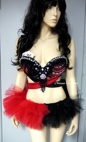 Harley Quinn Bra and tutu Cosplay Dance Costume Rave Bra Halloween