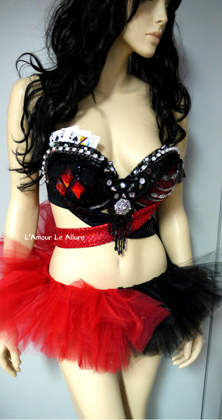 Harley Quinn Bra and tutu Cosplay Dance Costume Rave Bra Halloween