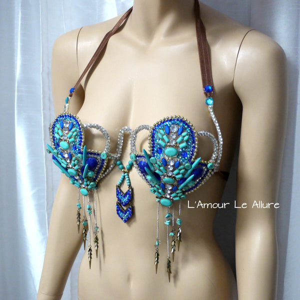 Turquoise Tribal Native Inspired Samba Carnival Dance Top