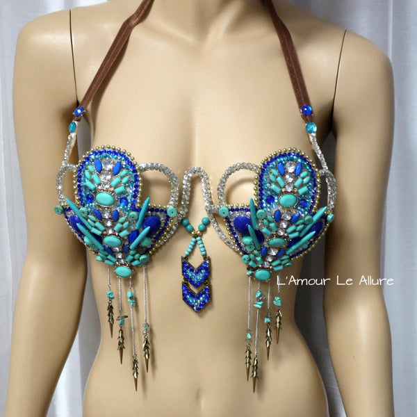 Turquoise Tribal Native Inspired Samba Carnival Dance Top