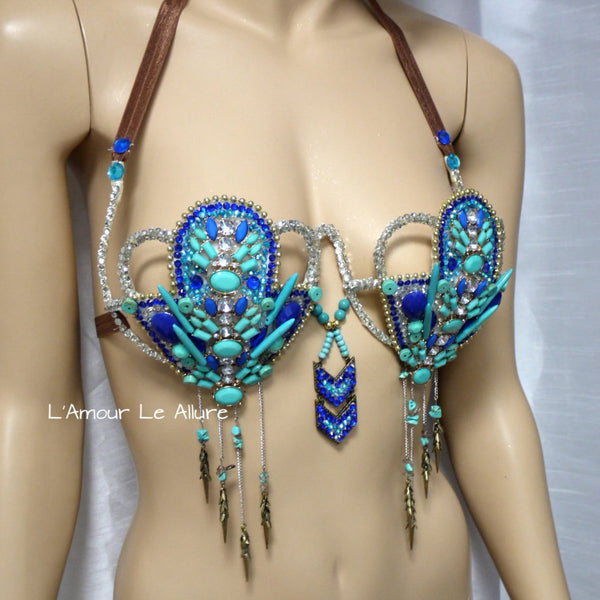 Turquoise Tribal Native Inspired Samba Carnival Dance Top