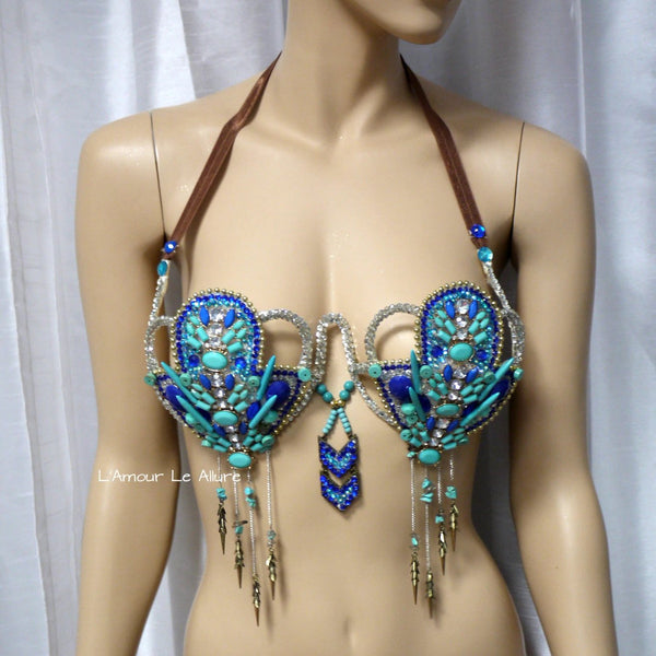 Turquoise Tribal Native Inspired Samba Carnival Dance Top