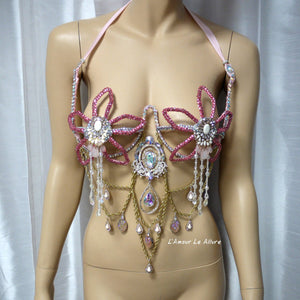 Iridescent Pink Flower Chain Samba Dance Carnival Top