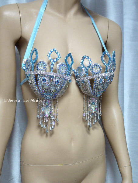 Elsa Ice Queen Carnival Samba Top Cosplay Dance Costume Rave Halloween Burlesque Show Girl