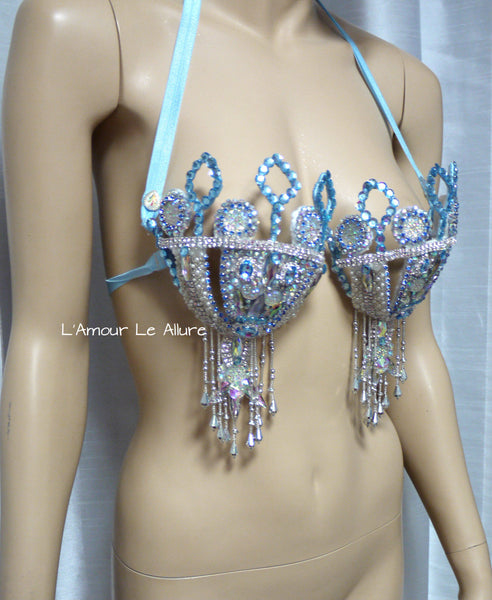 Elsa Ice Queen Carnival Samba Top Cosplay Dance Costume Rave Halloween Burlesque Show Girl