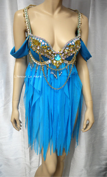 Aladdin Princess Jasmine Rave Bra Babydoll Dress Halloween Cosplay Costume Halloween