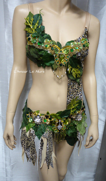 Jungle Forest Cheetah Fairy Monokini Costume Halloween