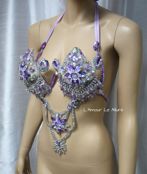 Iridescent Lavender Diamond Samba Carnival Top Show Girl