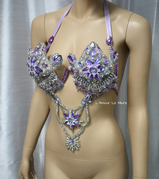 Iridescent Lavender Diamond Samba Carnival Top Show Girl