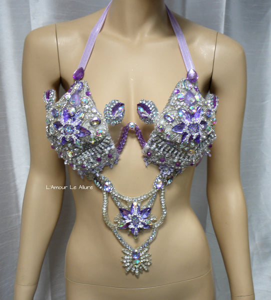 Iridescent Lavender Diamond Samba Carnival Top Show Girl