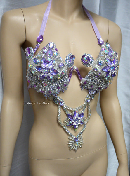 Iridescent Lavender Diamond Samba Carnival Top Show Girl