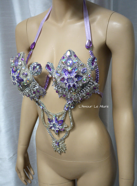 Iridescent Lavender Diamond Samba Carnival Top Show Girl