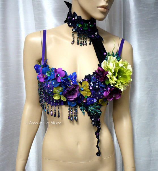 Dark Fairy Rave Bra with Choker Dance Halloween