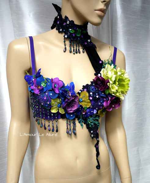 Dark Fairy Rave Bra with Choker Dance Halloween