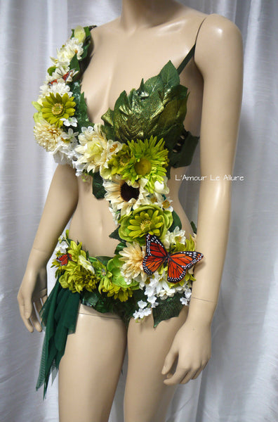 Woodland Forest Fairy Monokini  Halloween Dance Rave Bra Costume