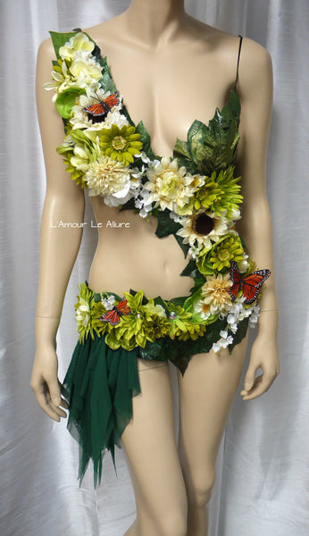 Woodland Forest Fairy Monokini  Halloween Dance Rave Bra Costume