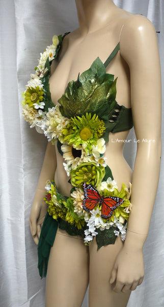 Woodland Forest Fairy Monokini  Halloween Dance Rave Bra Costume