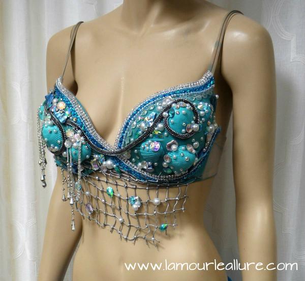 Turquoise Shell Mermaid Top with Skirt Dance Halloween Costume