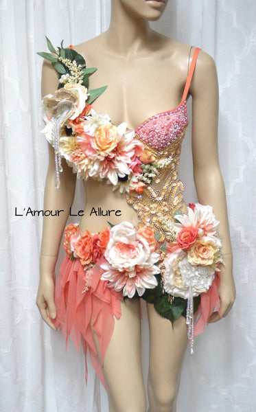 Sweet as a Peach Spring Fairy Bra and Skirt Monokini Costume