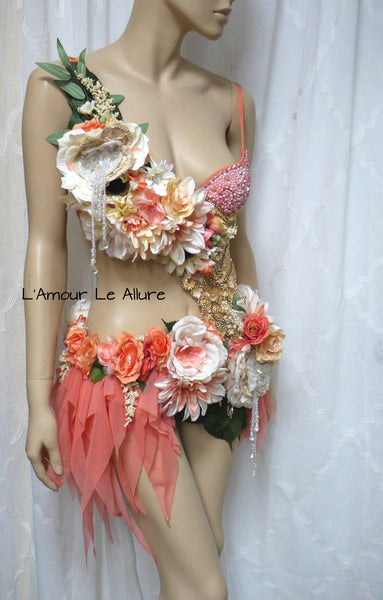 Sweet as a Peach Spring Fairy Bra and Skirt Monokini Costume